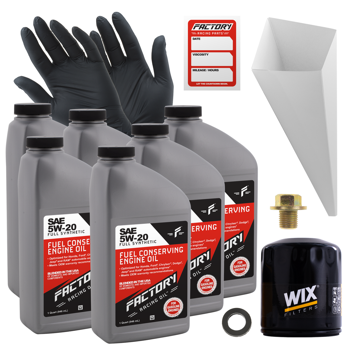 Oil Change Kit For Ford Fusion 2.0L Turbo, 2.5L 2013-2020, Transit Connect 2.5L 2014-2022 5W-20 Full Synthetic Oil - 6 Quarts