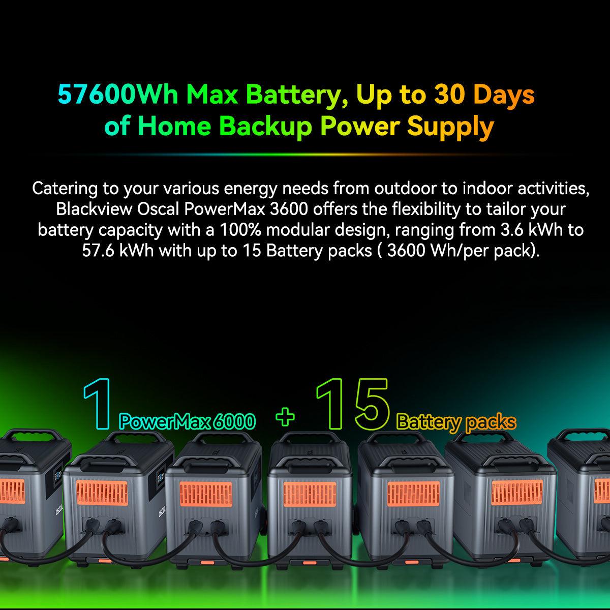 OSCAL PowerMax 6000 Expandable Portable Power Station 3600Wh LiFePO4 Solar Generator
