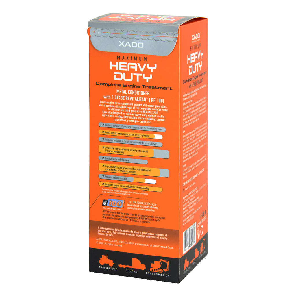 XADO 1 Stage Maximum Heavy Duty – Metal Conditioner for Medium to Heavy-Duty Engines | 10-25 Qt.