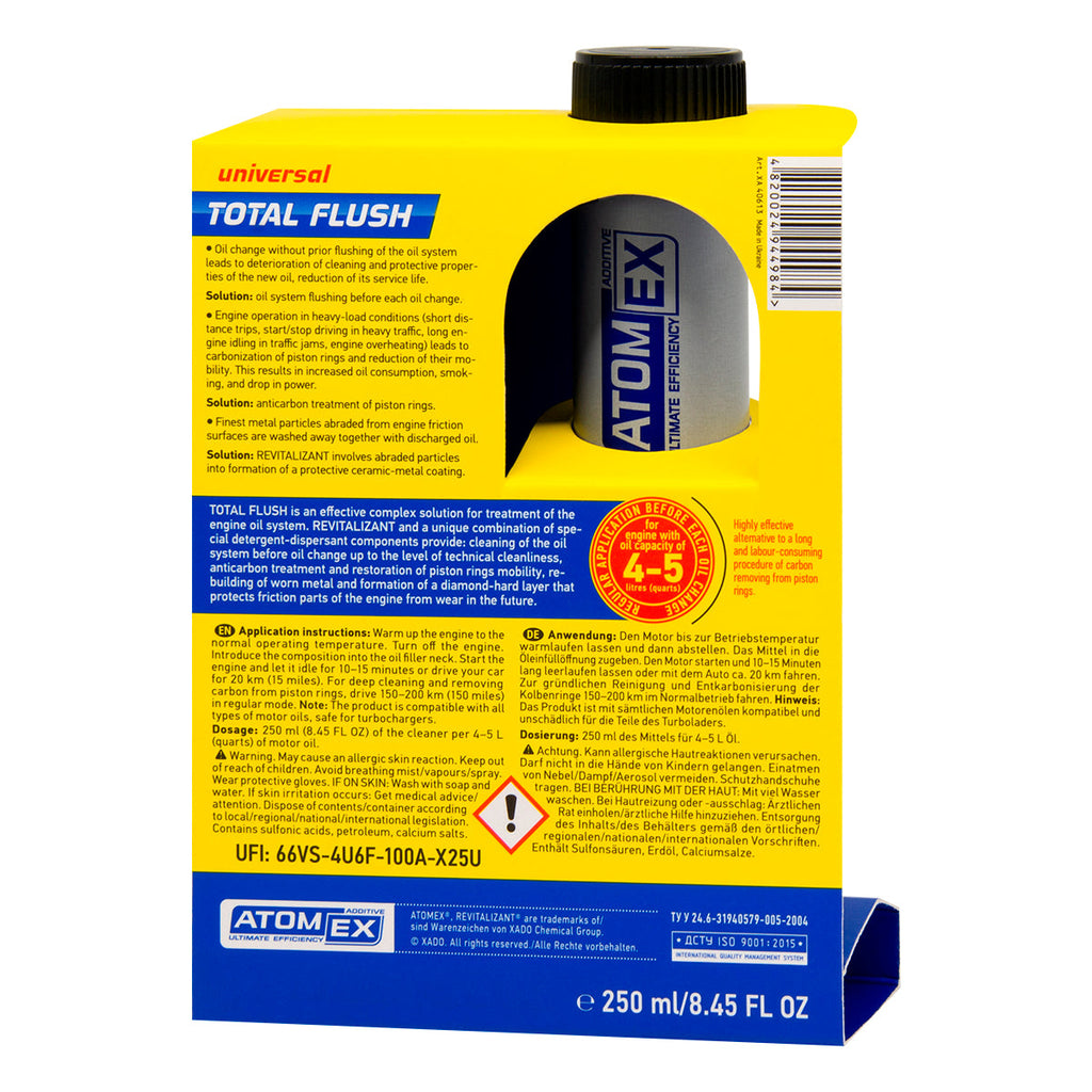 XADO Total Flush - Engine Oil System Cleaner & Motor Flush Treatment - Stops Oil From Burning - Carbon and Sludge Remover