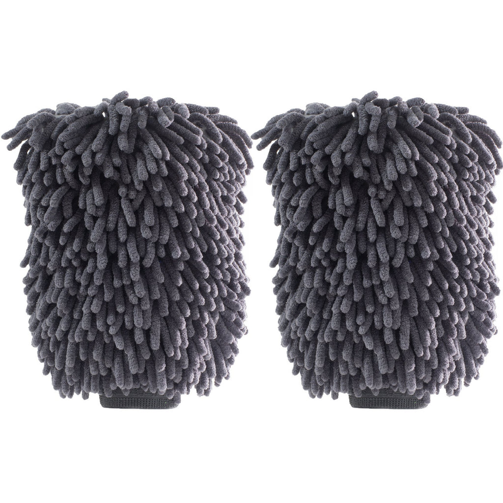 MOTIVITY Chenille Microfiber Car Wash Mitt, Scratch-Free, Lint-Free, Highly Absorbent, 2 Pack – Large, Gray