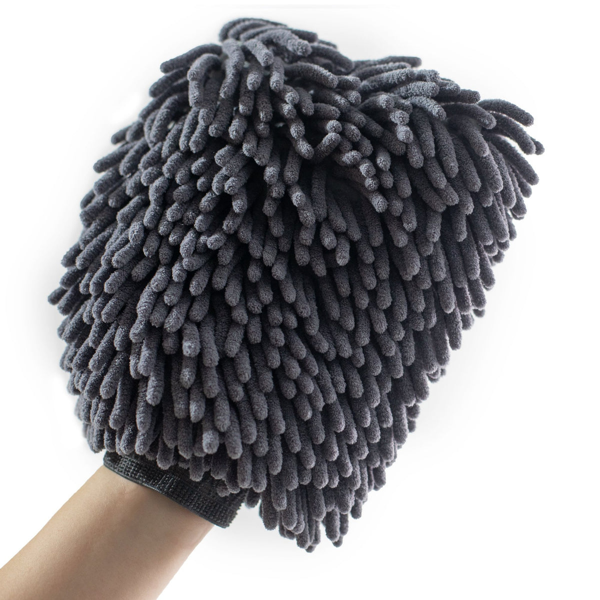MOTIVITY Chenille Microfiber Car Wash Mitt, Scratch-Free, Lint-Free, Highly Absorbent, 2 Pack – Large, Gray