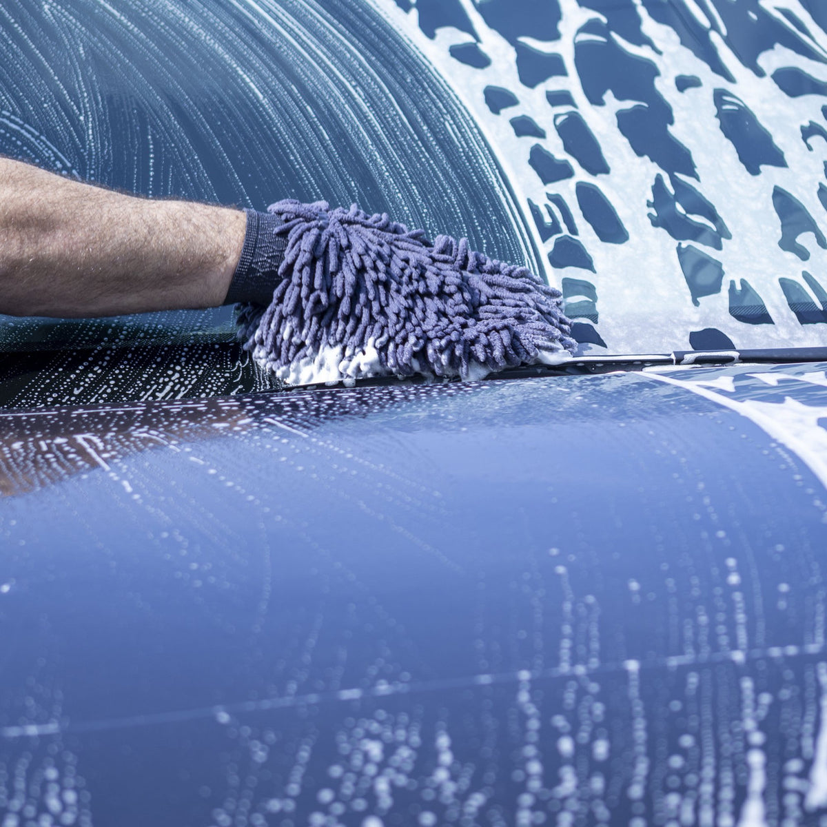 MOTIVITY Chenille Microfiber Car Wash Mitt, Scratch-Free, Lint-Free, Highly Absorbent, 2 Pack – Large, Gray
