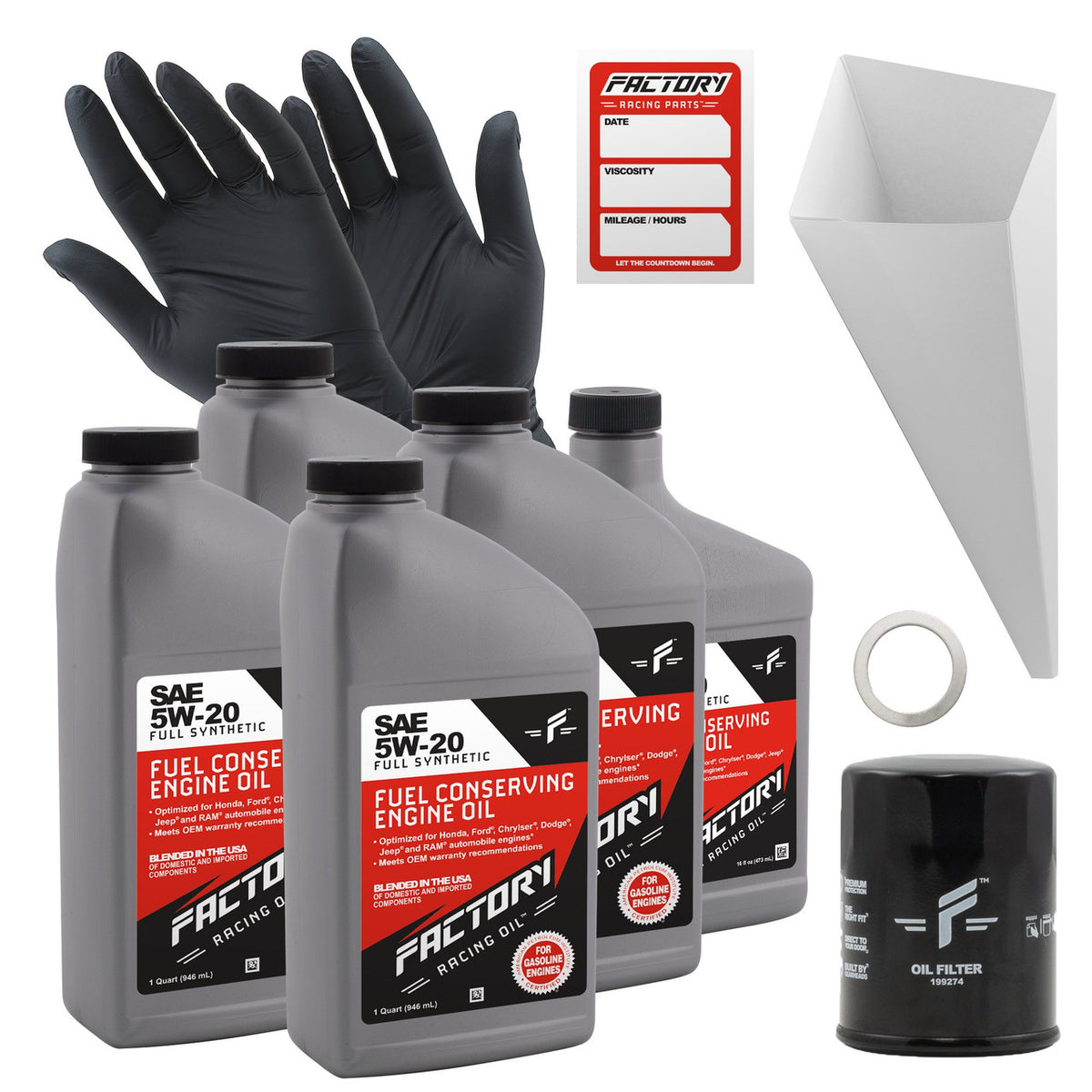 Oil Change Kit For Honda Civic, Accord, CR-V, Element, Odyssey, Ridgeline, Fit, Acura MDX, RL, RSX, TL, TSX, ZDX 5W-20 Oil - 4.5 Quarts