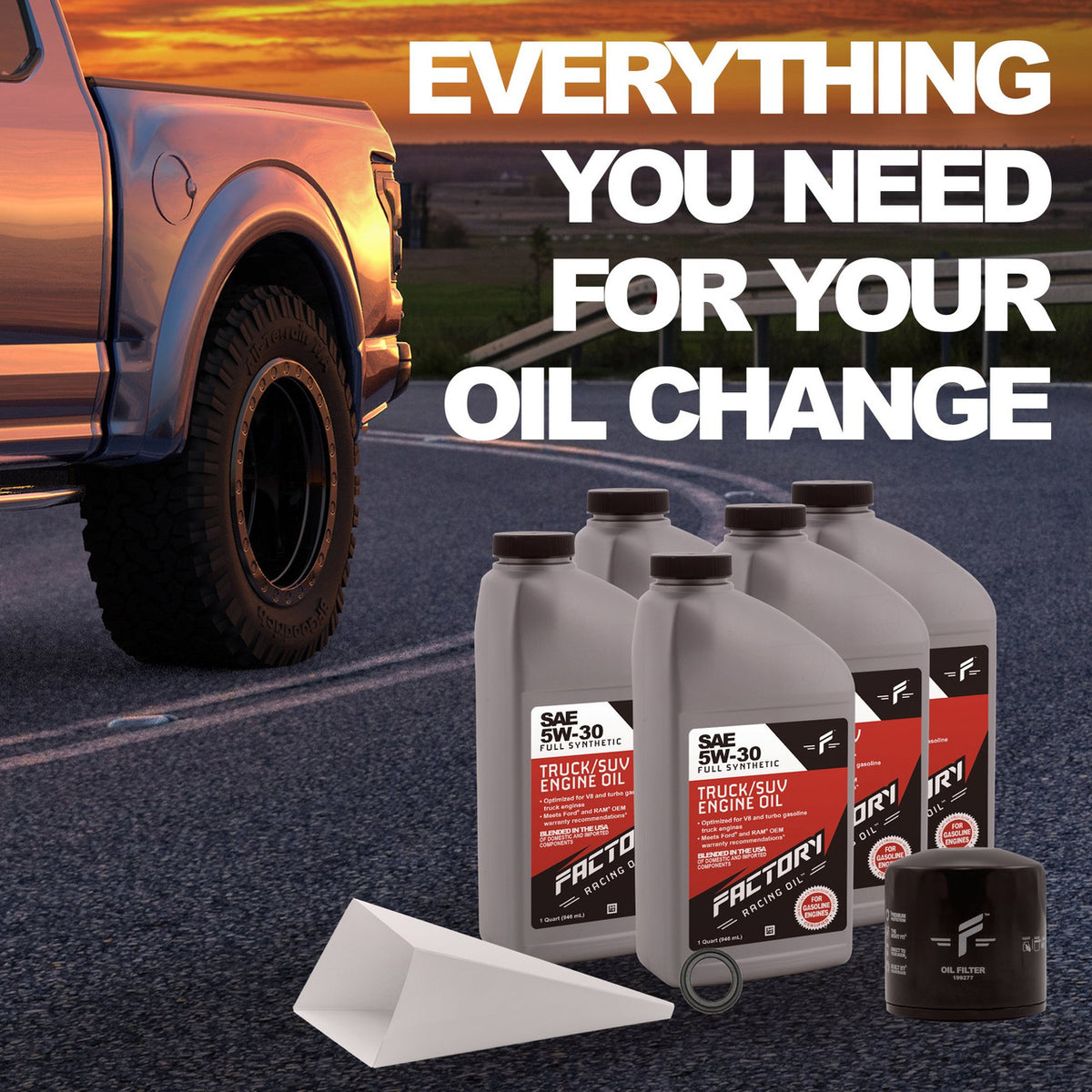 Oil Change Kit For Ford F-250 F-350 F-450 F-550 Super Duty, F-650 F-750 2016-2019 5W-30 Oil - 7 Quarts
