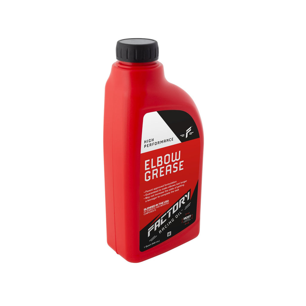 Factory Racing Parts Maximum Strength Elbow Grease – For the DIYer Who Never Finishes the Job – Gag Gift – Dad Joke – Car Guy Prank – 1 Quart (Empty) Bottle