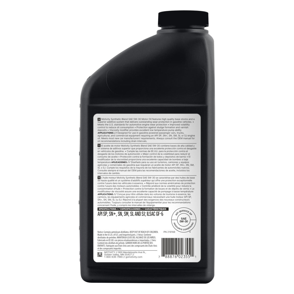 MOTIVITY Synthetic Blend SAE 5W-30 Motor Oil - 6 Pack of 1 Quart Bottles