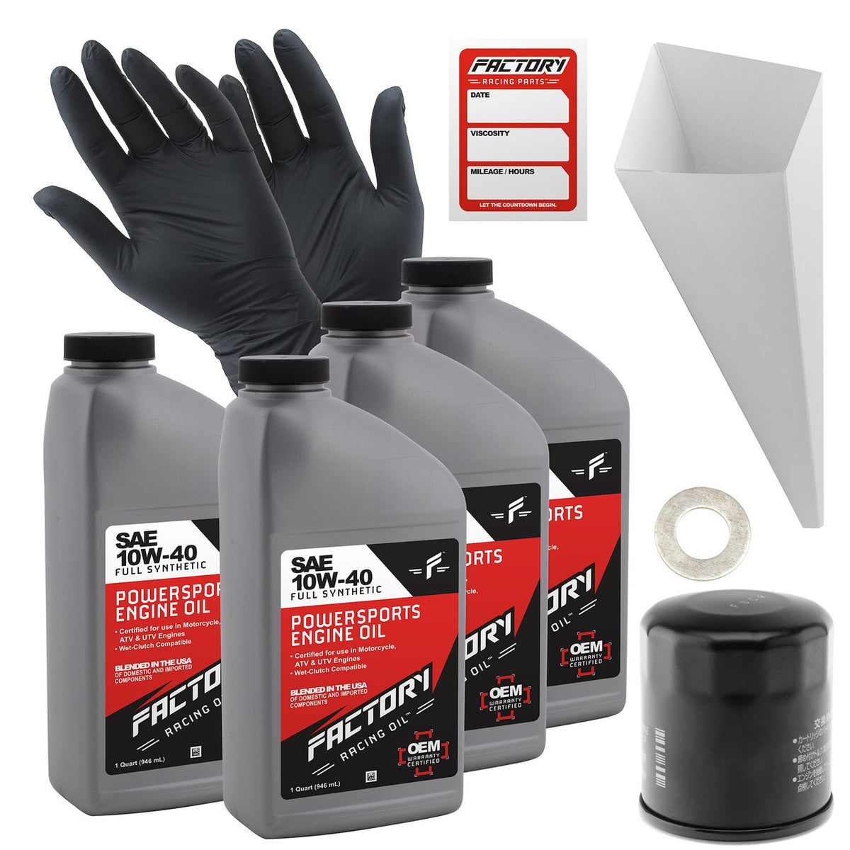 Oil Change Kit for Kawasaki Ninja ZX1000 ZX900 ZX636 Vulcan VN1600 VN900 10W-40 Full Synthetic 4 Quart
