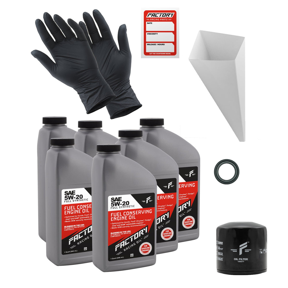 Oil Change Kit For Ford Crown Victoria, Escape, Explorer, F150 F250 F350, Mustang, Lincoln Town Car, Mercury Grand Marquis, Mountaineer, Mariner 5W-20 Oil - 6 Quarts