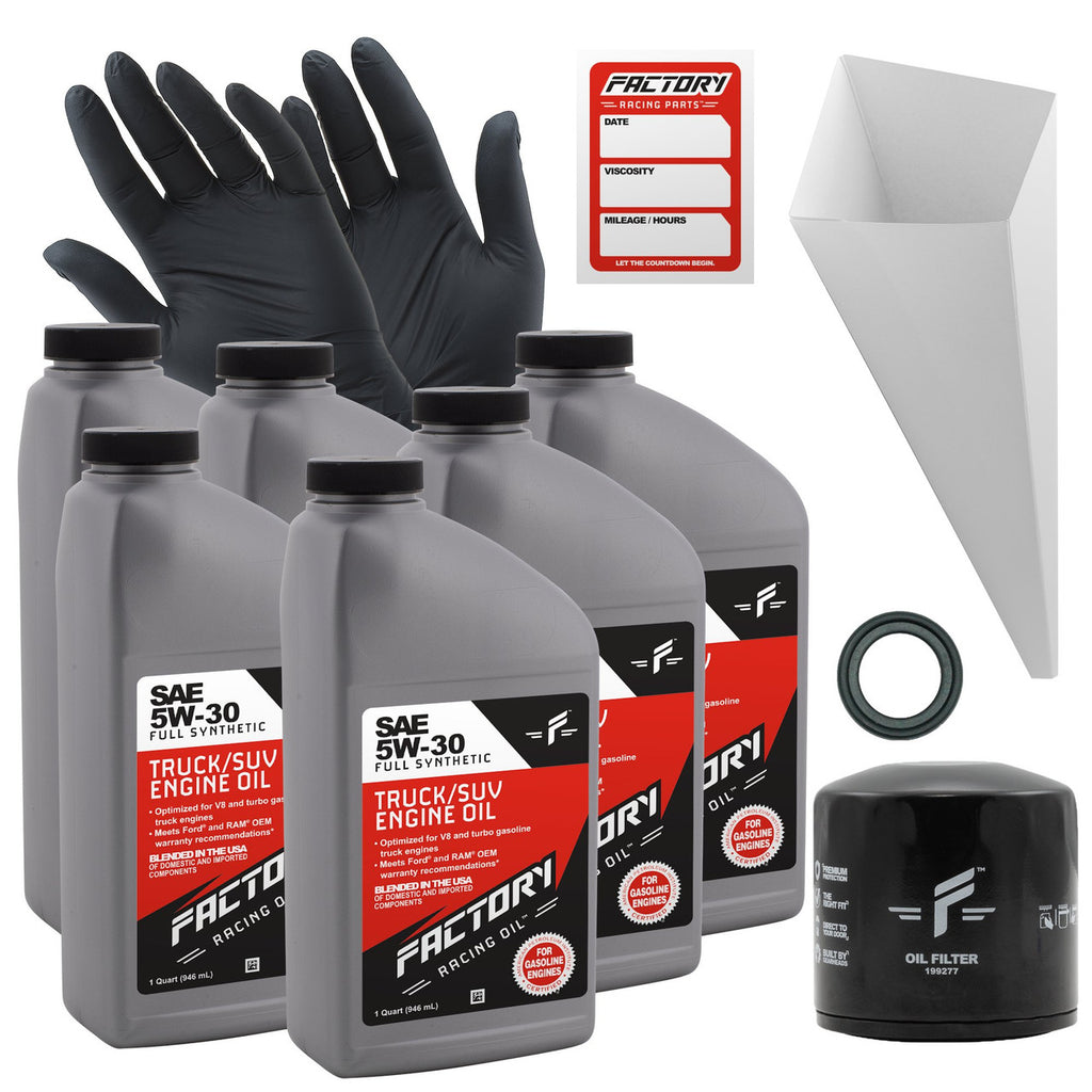 Oil Change Kit For Ford F150 F250 F350 F450, Bronco, Crown Victoria, E150 E250 E350, Expedition, Explorer, Freestyle, Mustang, Ranger, Taurus 5W-30 Oil - 6 Quarts